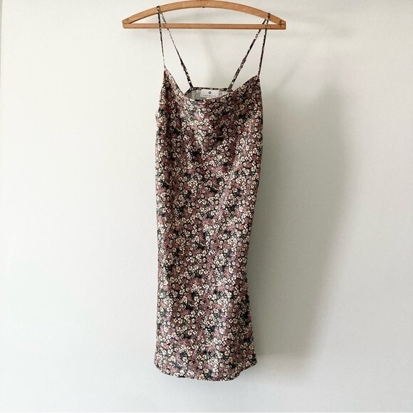 Socialite Women's Multi Color Floral Cowl Neck Silky Mini Dress S - Picture 1 of 5